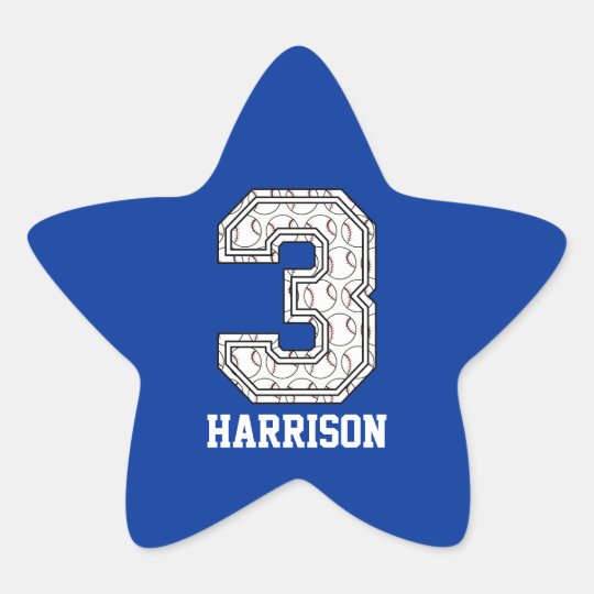 Personalized Baseball Number 3 Star Sticker