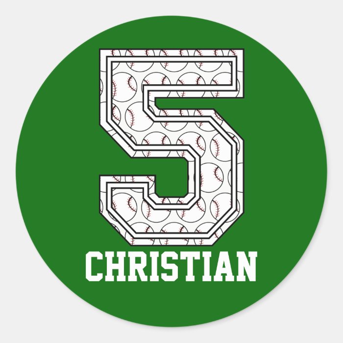 Personalized Baseball Number 5 Stickers
