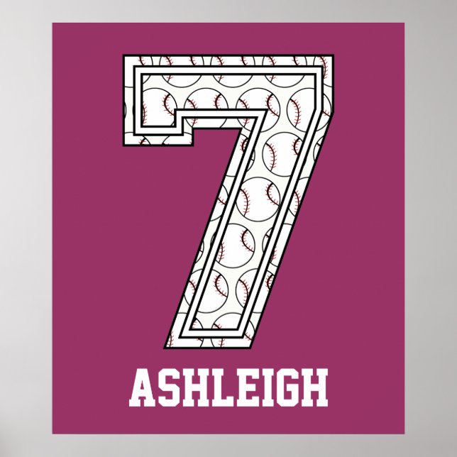 Personalized Baseball Number 7 Poster (Front)