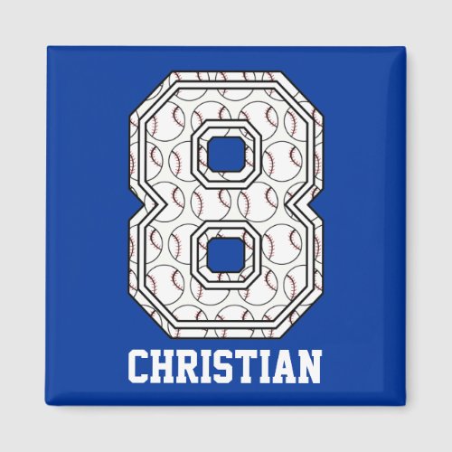 Personalized Baseball Number 8 Magnet