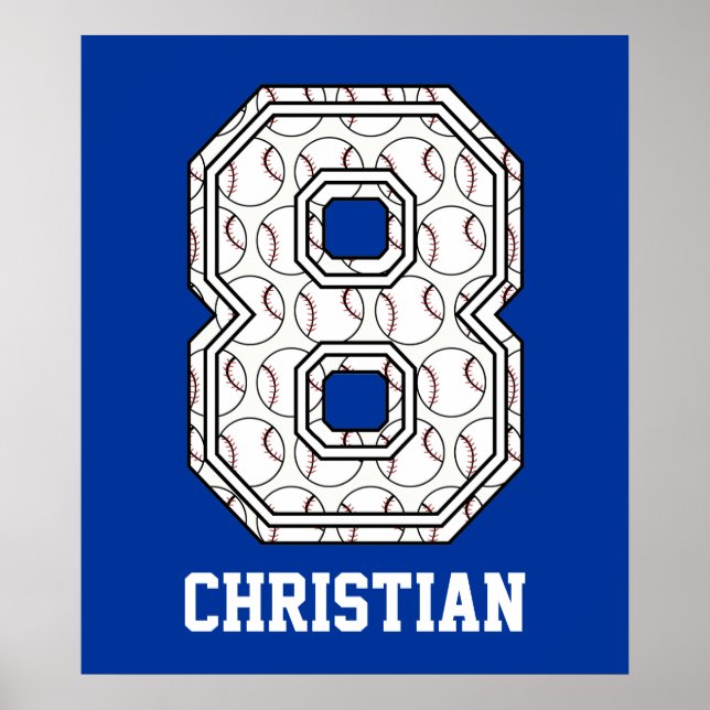 Personalized Baseball Number 8 Poster (Front)
