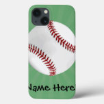 Personalized Baseball on Green Kids Boys iPhone 13 Case