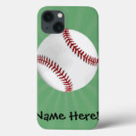 Personalized Baseball on Green Kids Boys iPhone 13 Case