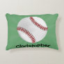 Personalized Baseball on Green Kids Boys Decorative Pillow