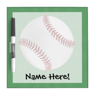 Personalized Baseball on Green Kids Boys Dry Erase Board
