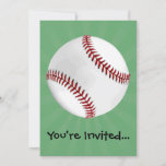 Personalized Baseball on Green Kids Boys Invitation