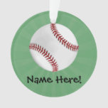 Personalized Baseball on Green Kids Boys Ornament