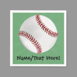 Personalized Baseball on Green Kids Boys Paper Napkins