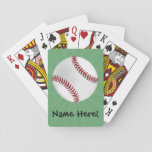 Personalized Baseball on Green Kids Boys Playing Cards