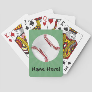 Personalized Baseball on Green Kids Boys Poker Cards