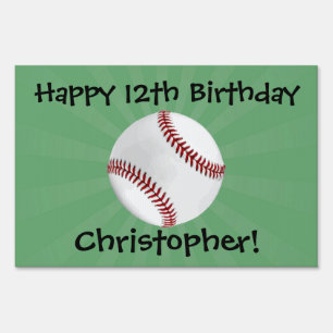 Personalized Baseball on Green Kids Boys Sign