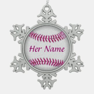 Personalized Baseball Ornaments with Her NAME