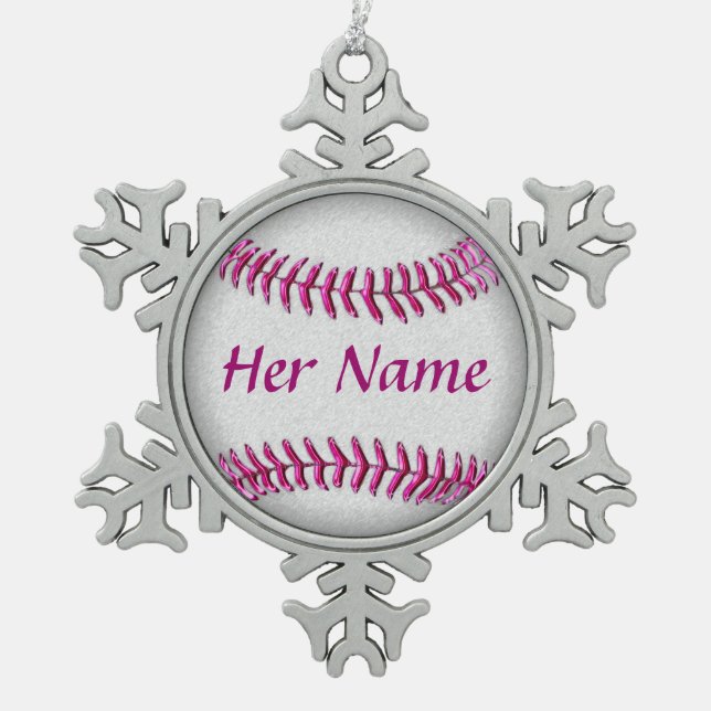 Personalized Baseball Ornaments with Her NAME (Front)
