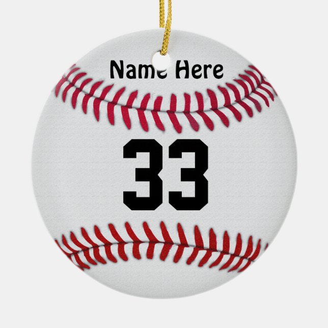 Personalized Baseball Ornaments YOUR NAME & NUMBER (Front)