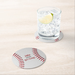 Personalized Baseball Paper Plates with Name & Age Round Paper Coaster