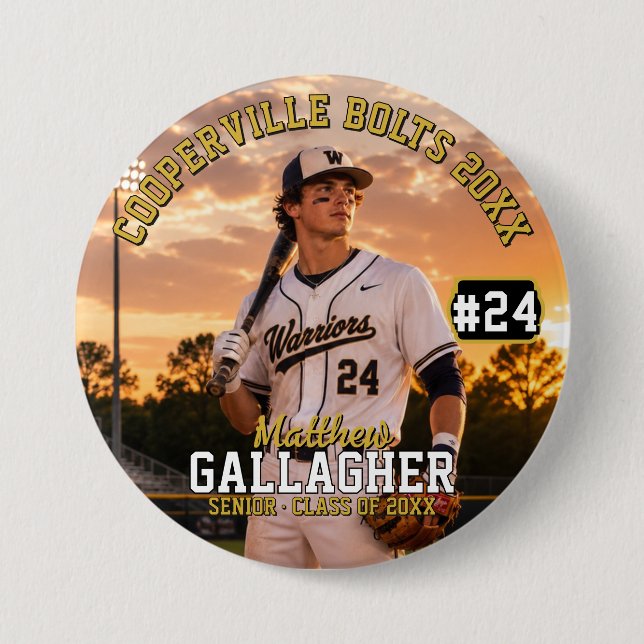 Personalized Baseball Photo Button (Front)