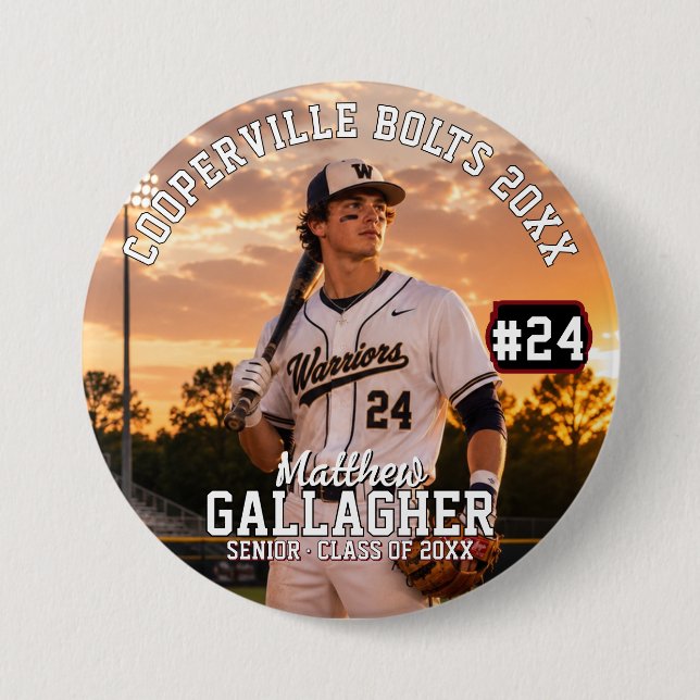 Personalized Baseball Photo Button (Front)