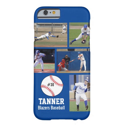 Personalized Baseball Photo Collage Name Team Barely There iPhone 6 Case
