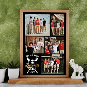 Personalized baseball Photo Collage Name Team # Poster