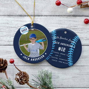 Personalized Baseball Photo & Player Stats Ceramic Ornament