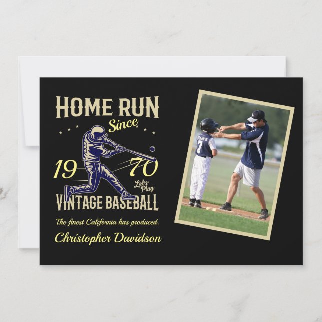 Personalized Baseball Photo Year Name Birthday Invitation (Front)