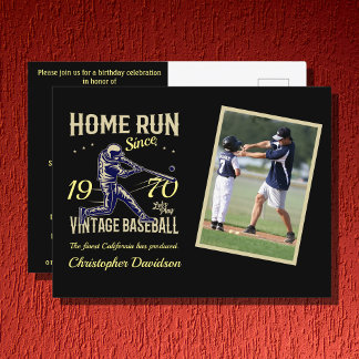 Personalized Baseball Photo Year Name Birthday Invitation Postcard