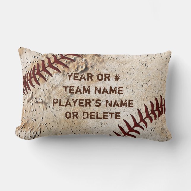Personalized Baseball Pillow Lumbar, YOUR TEXT (Front)