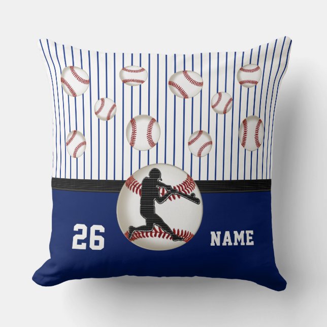Personalized Baseball Pillow with Your Name Number (Front)