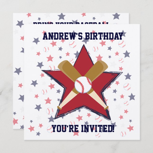 Personalized  Baseball player Birthday party Invitation (Front/Back)