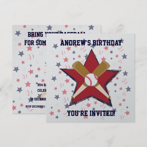 Personalized  Baseball player Birthday party Custom Announcement