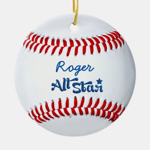 Personalized Baseball Player Gift Ceramic Ornament