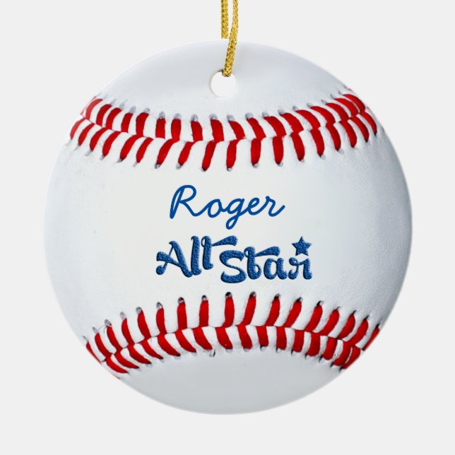 Personalized Baseball Player Gift Ceramic Ornament (Front)