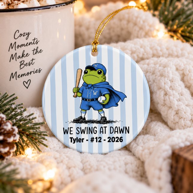 Personalized Baseball Player Gift Custom Name Ceramic Ornament (Creator Uploaded)