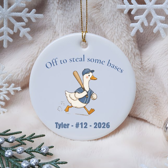 Personalized Baseball Player Gift Custom Name  Ceramic Ornament (Creator Uploaded)
