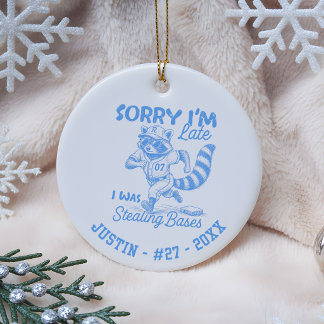 Personalized Baseball Player Gift Custom Name Ceramic Ornament