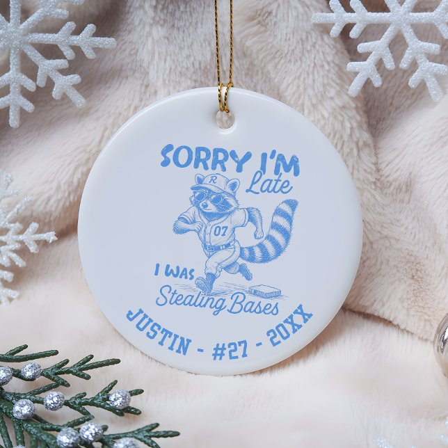 Personalized Baseball Player Gift Custom Name Ceramic Ornament (Creator Uploaded)