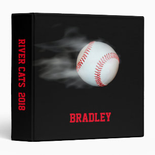 Personalized Baseball Player Name Black Red Binder