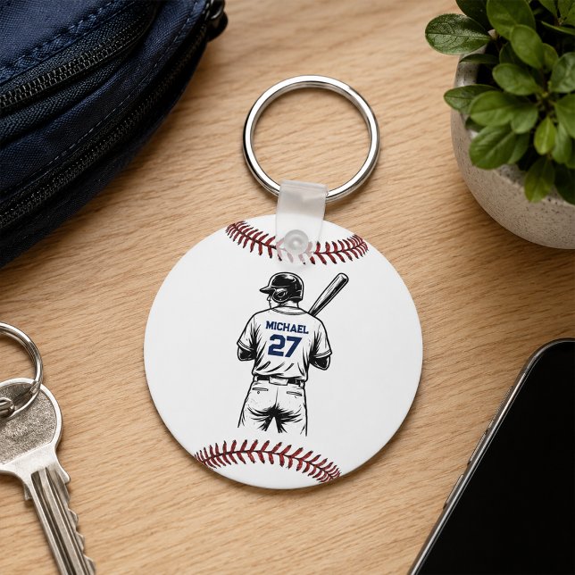 Personalized Baseball Player Name & Number Keychain (Creator Uploaded)