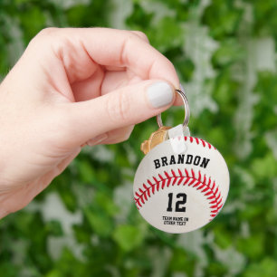 Personalized Baseball Player Name Number Keychain