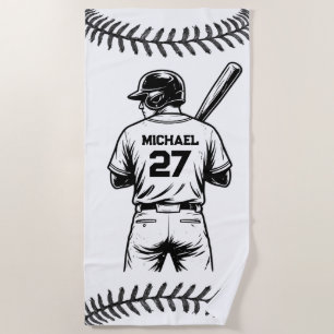 Personalized Baseball Player Name Number Pool & Beach Towel