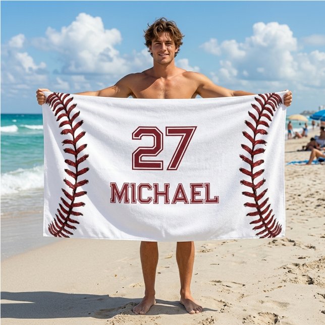 Personalized Baseball Player Name Number Pool &    Beach Towel (Creator Uploaded)