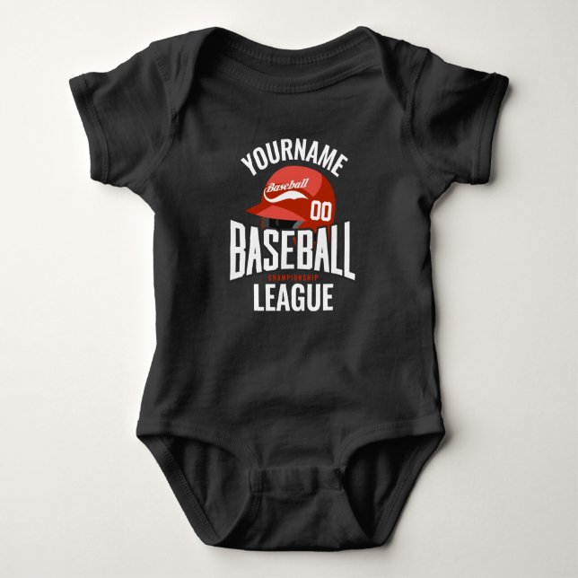 Personalized Baseball Player NAME Team Champ Club  Baby Bodysuit (Front)