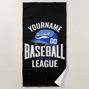 Personalized Baseball Player NAME Team Champ Club Beach Towel