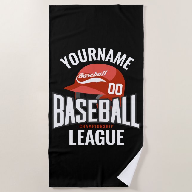 Personalized Baseball Player NAME Team Champ Club  Beach Towel (Front)