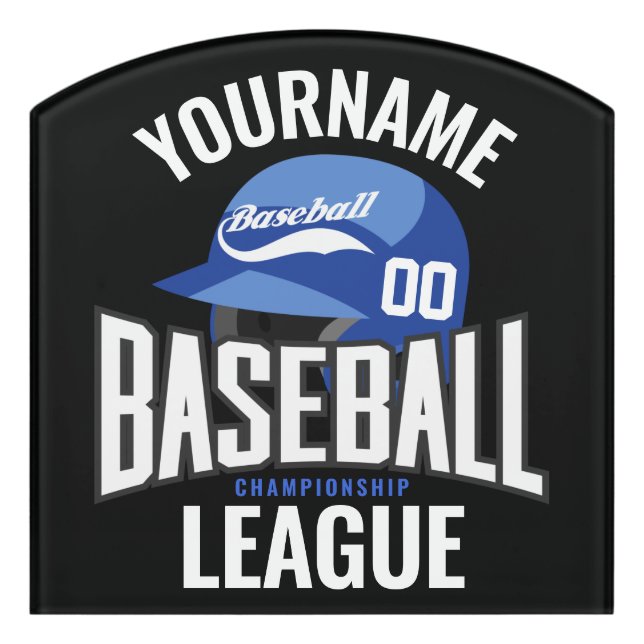 Personalized Baseball Player NAME Team Champ Club  Door Sign (Contour Front)