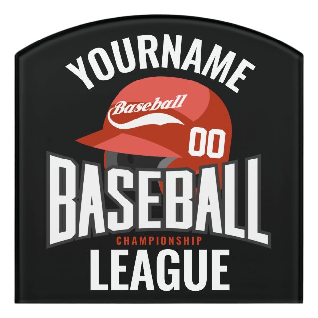 Personalized Baseball Player NAME Team Champ Club  Door Sign (Contour Front)