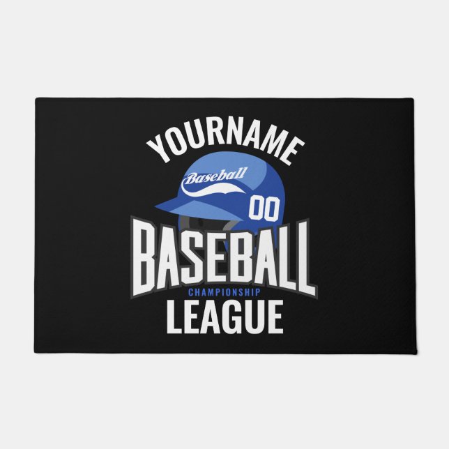 Personalized Baseball Player NAME Team Champ Club  Doormat (Front)
