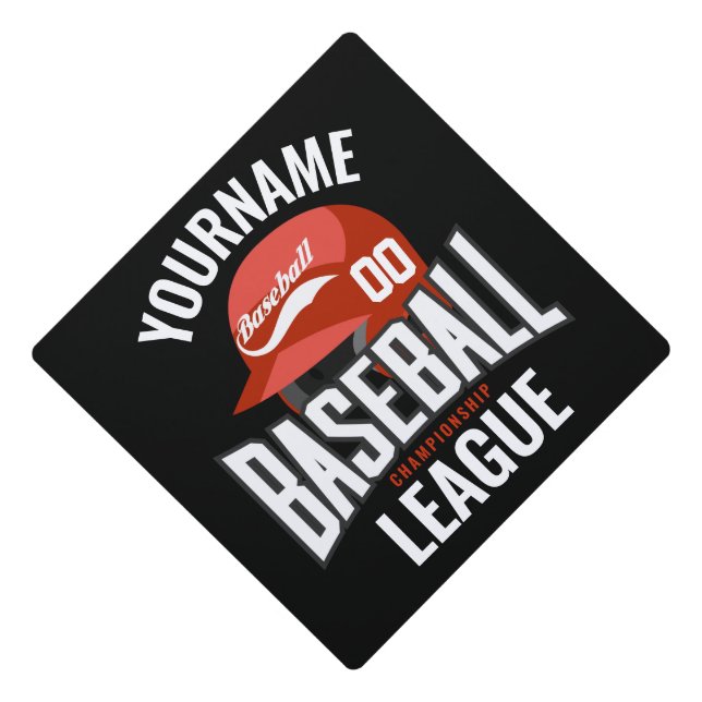 Personalized Baseball Player NAME Team Champ Club  Graduation Cap Topper (Front)