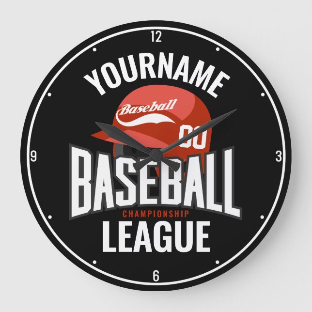 Personalized Baseball Player NAME Team Champ Club Large Clock (Front)
