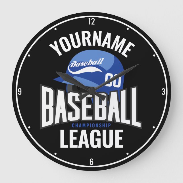 Personalized Baseball Player NAME Team Champ Club Large Clock (Front)